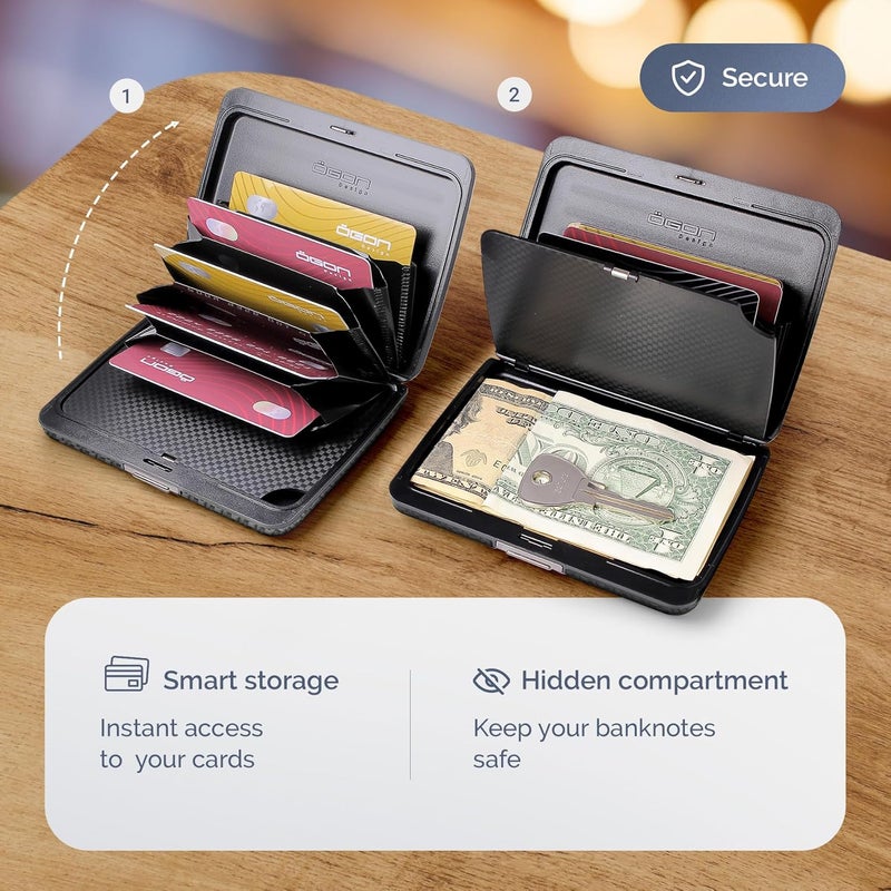 ÖGON -DESIGNS- Aluminum wallet, Large capacity with metal lock, RFID Protection against fraud and demagnetization, Smart Case OSLO Large model - Image 3